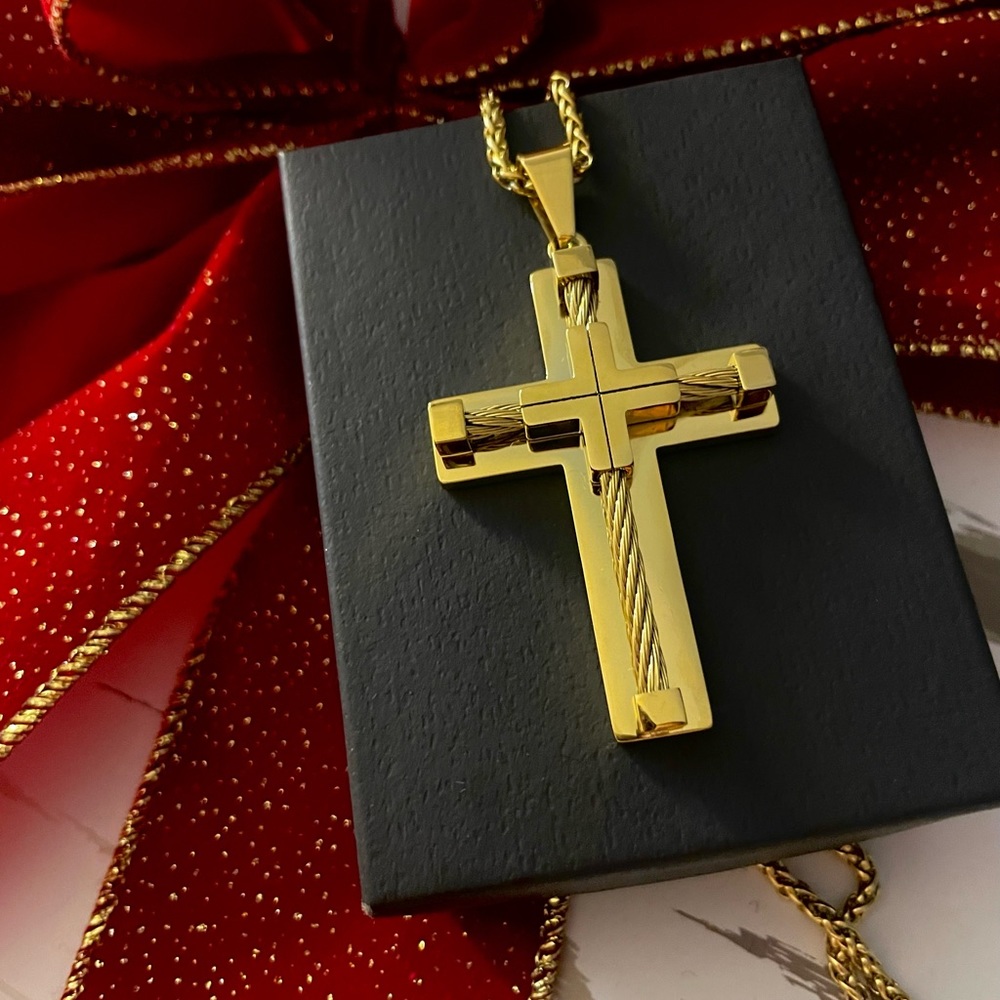 Gold color cross chain